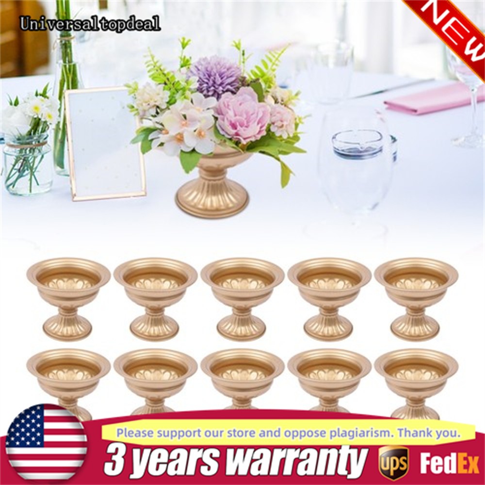 10pcs Gold Metal Flower Trumpet Vases Wedding Party Centerpieces Romantic Decor