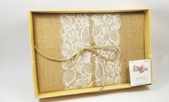 Studio His and Hers Burlap and Lace Guest Book With Cream Pages New In Box