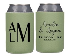 Personalized Monogram Wedding Reception Party Favor Can Coolers wedding koozies