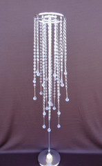 41″Tall Silver Flower Stands for Table Centerpieces w/ Crystal Beads – Set of 2