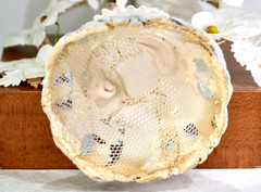 Vintage 1950’s CHALKWARE WEDDING CAKE Topper Arch Brunette Handpainted with Veil