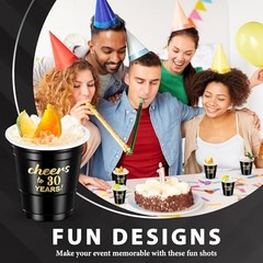 100 Pcs Cheers to 30 40 50 60 70 Years Shot Glasses 2 oz Disposable 30 Years