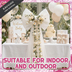 BreezeHug Wedding Giant Bow Decor Big with 31.5 x 24 x 67 inches, White