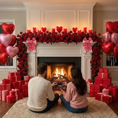 2 Pieces Valentines Day Bows for Wreath, Red Pink Hearts Wreath Bow Diamond