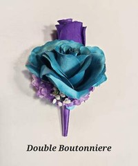 Purple Teal Navy Blue Rose Tiger Lily Bridal Wedding Bouquet Accessories