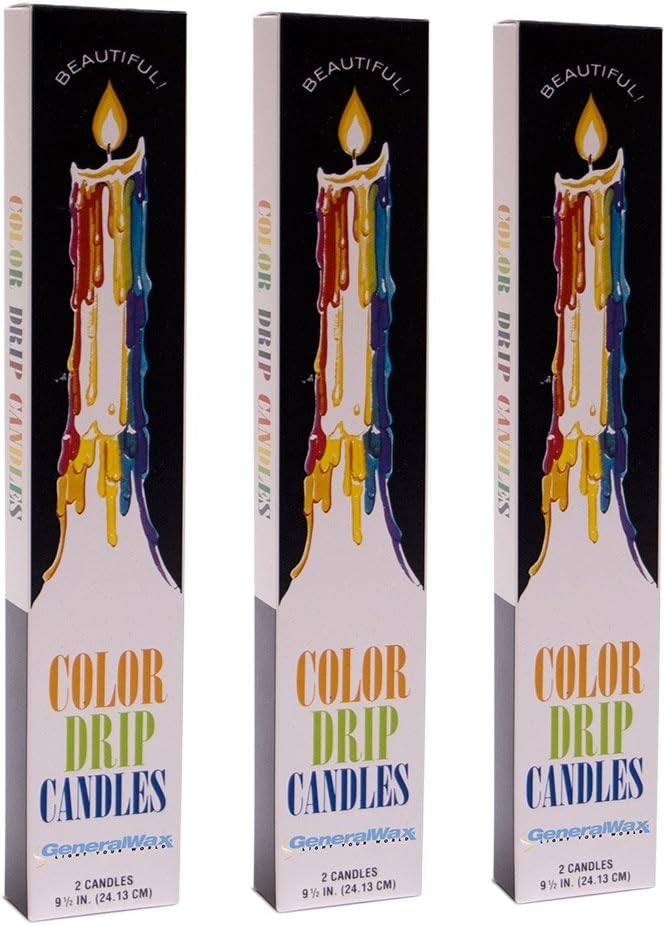 Color Drip Candles, 3-Pack (6 candles total), Unscented 3, White
