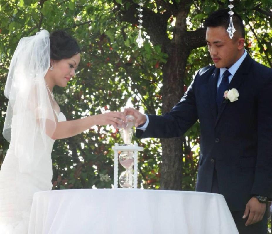The Wedding Day in Ivory Unity Sand Ceremony Hourglass by Heirloom Hourglass
