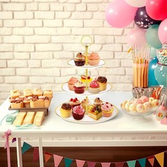 Elegant 3-Tier Cupcake Stand with Gold Edges for Stunning Dessert Displays