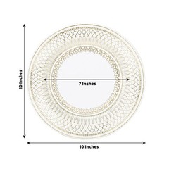 25 WHITE GOLD 10″ Porcelain Design Round Paper PLATES Party Events Decorations