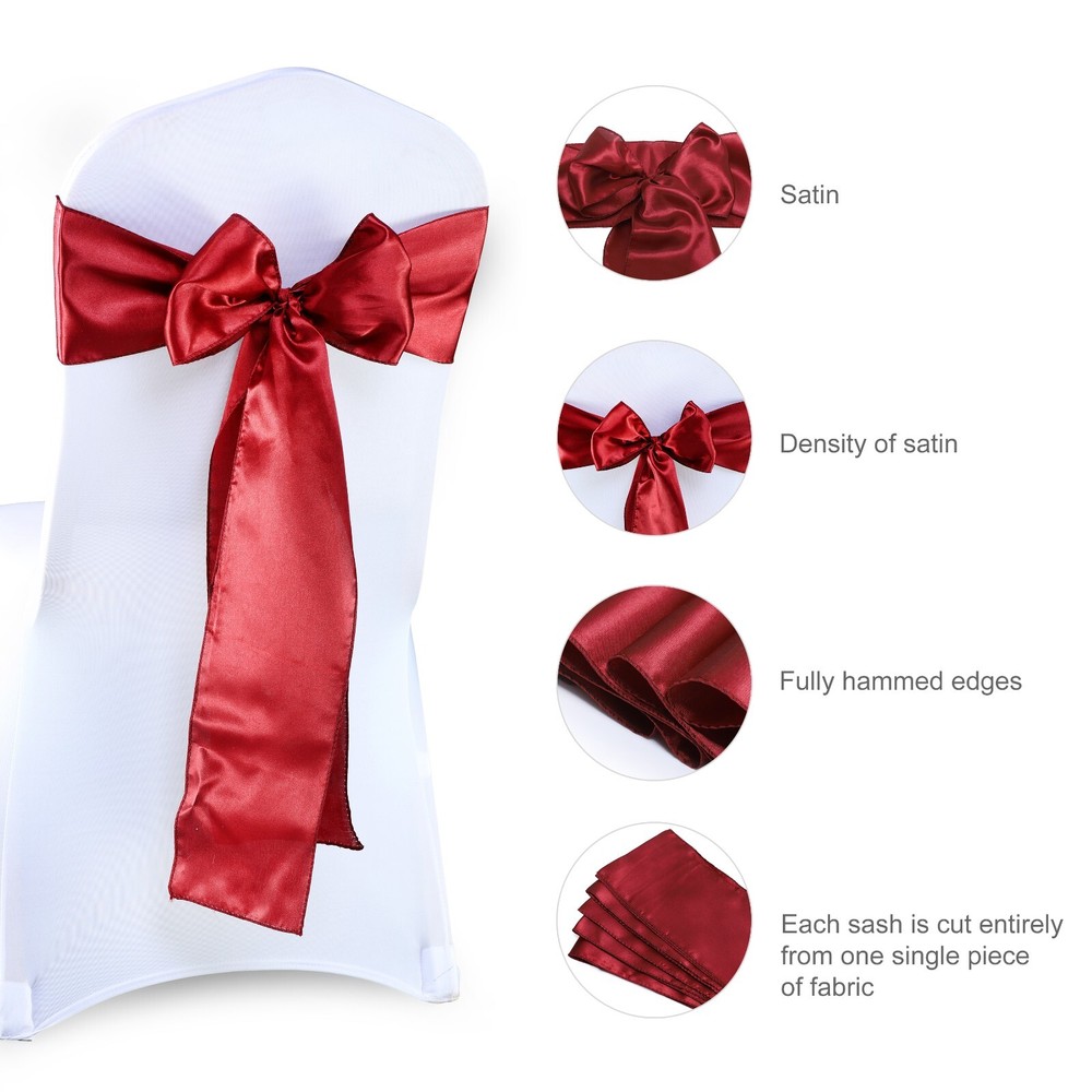 100 Satin Chair Sashes Bows Wedding Party Banquet chair decoration – FREE SHIP