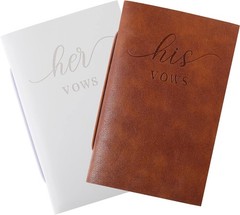 2 Pcs Wedding Vow Books His and Hers Notebook for White, Brown