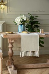 ZeeMart Cream Table Runners 60 Inches Long, Burlap Linen Style Rustic Farmhou…