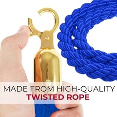 5FT Blue Braided Stanchion Rope Set – 6 Pack Thick Twisted VIP Ropes for S
