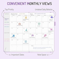 Undated Weekly Planner for 2025, Simplified Weekly & Monthly Calendar