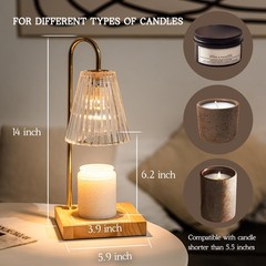 Marycele Candle Warmer Lamp with Timer, Vintage Amber Nightstand Large,