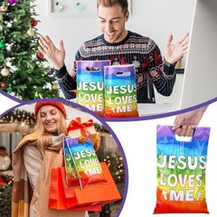 Pieces Gift Bags Bulk Religious VBS Plastic Treat Bags with 50 Jesus Loves Me