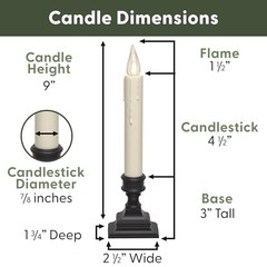 Vintage LED Battery Operated Window Candles with Timer, Bright Antique Bronze
