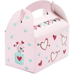 Valentine Treat Boxes – 24 Count, Pink, 5.9-Inch Glossy Heart Cardstock –