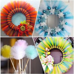 14 Color Tulle Rolls Craft Fabric 6inch 25Yard Elastic Bands DIY Tutu Skirts New