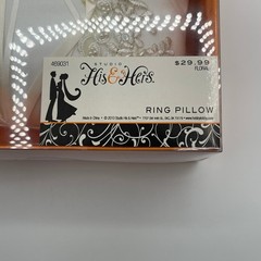 Studio His & Hers White Satin Lace Pearl Ring Bearer Pillow Wedding 469031 NIB