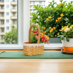Natural Wood Flower Basket with Handle for Wedding and Everyday Floral Display