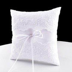 STAFUNI Wedding Ring Bearer Pillow, White Lace Pillow 8×8 inch,