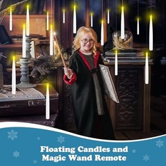 Halloween Decorations, Floating Candles with Wand, Magic Hanging 12 pack