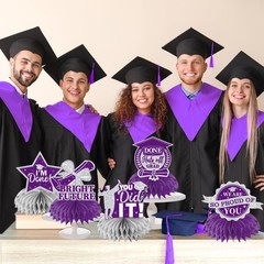 12pcs Graduation Table Decorations 2026, Purple and Silver