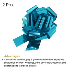 2Pcs 18 Inch Metallic Large Big Pull Bow Gift Wrapping Bows Ribbon Light Blue