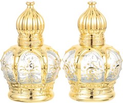 DOITOOL 2 Pcs Glass Water Bottles Refillable Essential Oil 0.3 Ounces, Golden