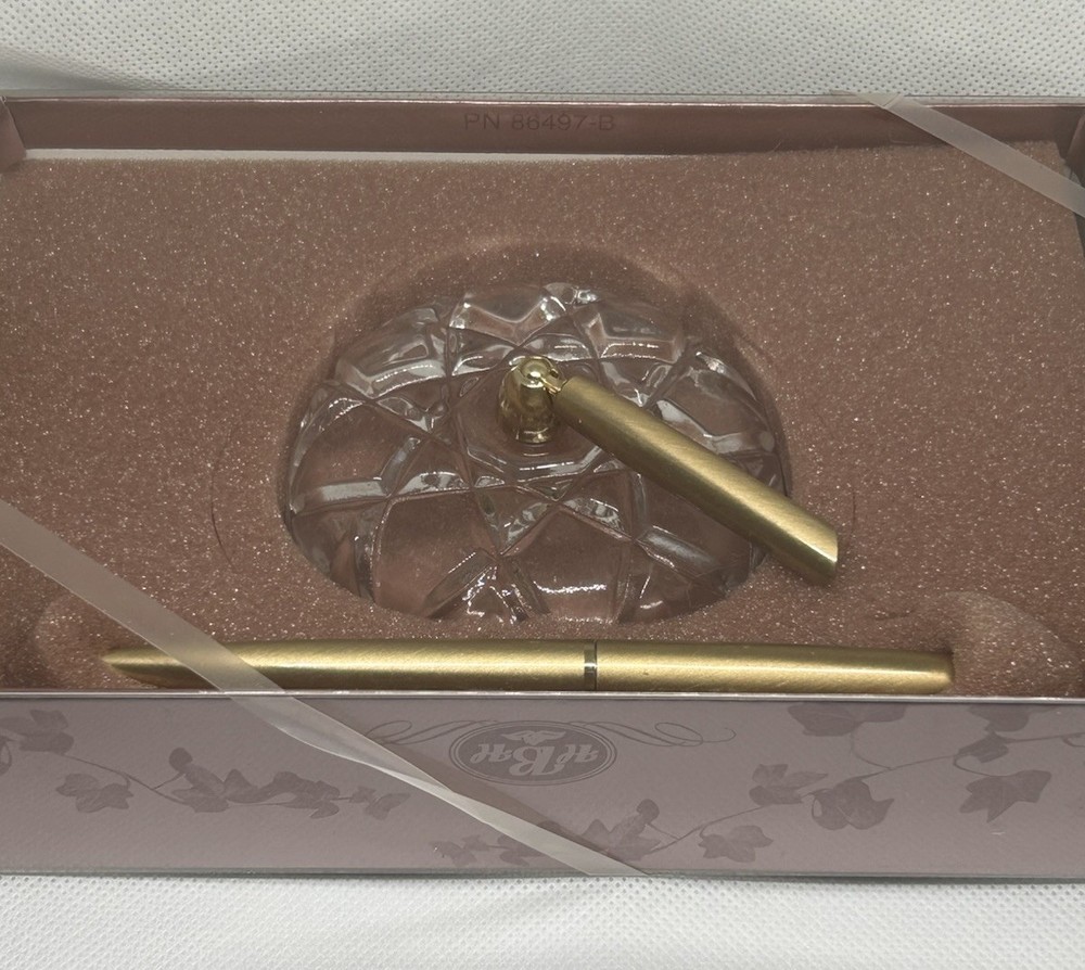 Vintage Y2K Gold PEN & Crystal STAND Set For Wedding Guestbook Hortense B Hewitt
