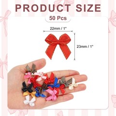 Mini Metallic Gold Edge Ribbon Bow, 22x23mm Bow (Pack of 50, Red)