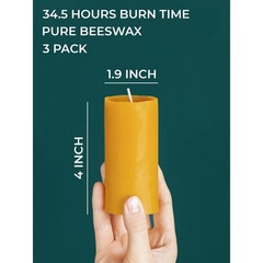 Candwax Pure Pillar 1.8X4 Inch Set Of 3-34.5 Hours Burning Handmade –