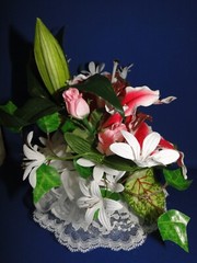 New Stunning & Elegant Pink and White Lily Flowers Wedding Cake Top, #213