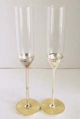 Vera Wang Wedgewood Pair of Two Tone Silver Plate & Gold Tone Champaign Flutes
