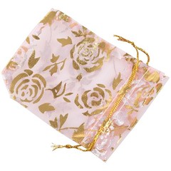 100pcs 7X9cm rose organza drawstring gift jewelry pouch hoc8945