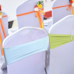 20Pcs Reusable Elastic Chair Sashes Bands for Party Sky Blue Universal Fit