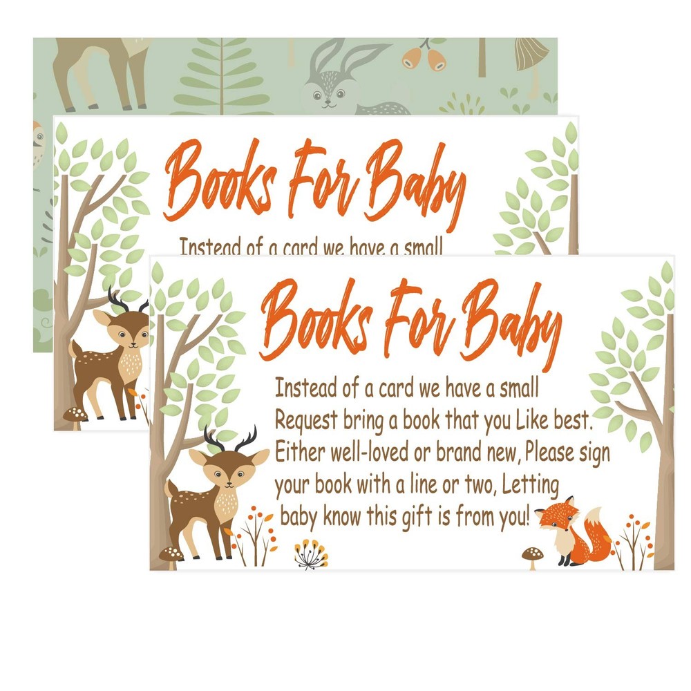 Woodland Creature Books for Baby Shower Request 50 Count (Pack of 1), brown