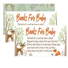 Woodland Creature Books for Baby Shower Request 50 Count (Pack of 1), brown