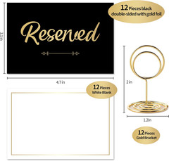 12 Pack- Gold Foil Reserved Signs for Wedding and Restaurant Tables with Stand a