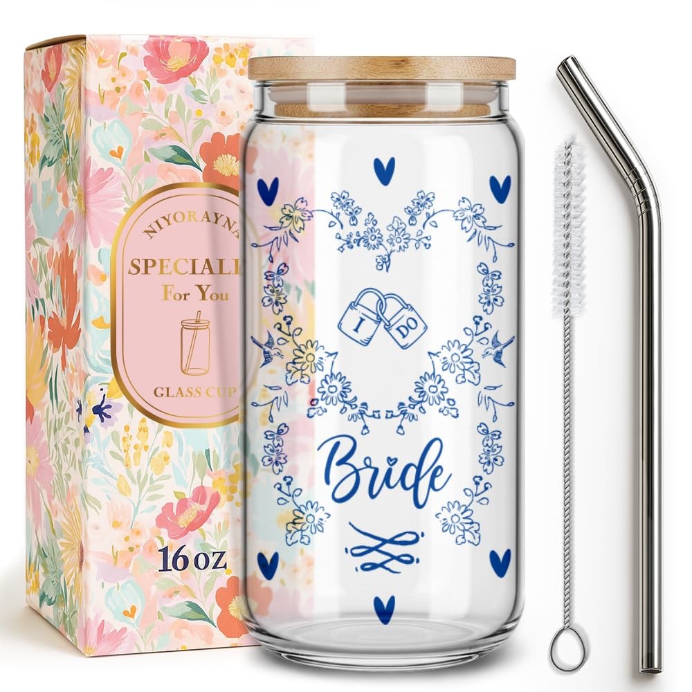 Something Blue Bride to be Gifts Glass Tumbler for 16 Ounces, Transparent