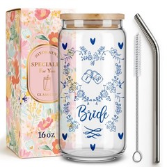 Something Blue Bride to be Gifts Glass Tumbler for 16 Ounces, Transparent