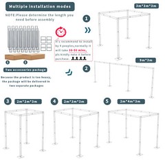3ft/6ft/10ft Wedding Canopy Chuppah Drape Stand Heavy Duty Square Pipe Frame Kit