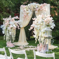 Sggvecsy Cherry Blossom Garland Artificial Flower Vines 4 4pcs, White