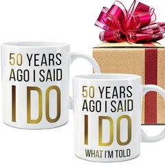 Dnuiyses Novelty 50 Years Ago Mugs Set Anniversary Wedding Gifts for Couple,