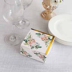 25 GOLD 4″ Party Favor BOXES Floral Printed Candy Gift Holders Events Supplies