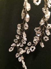 Bugle Beaded Leaf Petal Spray Picks, Floral Accent, Bridal, Wedding Clear/White