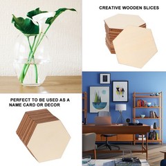 25Pcs Premium Wood Slices Hexagon Design Wooden Name Tags for Wedding Decoration