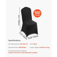 Uimoso 100PCS Black Stretch Spandex Chair Covers for Events Weddings, and Dining
