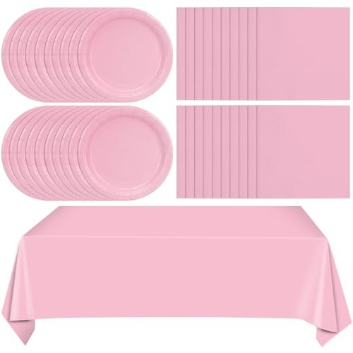 49Pcs Birthday Party Decorations Pink Party Supplies Set Include Light Pink